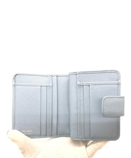 PRADA（プラダ）PRADA (プラダ) 2つ折り財布　1ML018 ライトブルーの古着・服飾アイテム