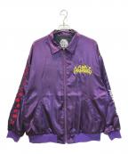 PUNK DRUNKERSパンクドランカーズ）の古着「危険第一サテンジャケット」｜パープル