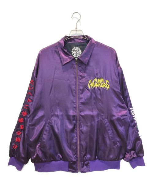 PUNK DRUNKERS（パンクドランカーズ）PUNK DRUNKERS (パンクドランカーズ) 危険第一サテンジャケット パープル サイズ:XLの古着・服飾アイテム