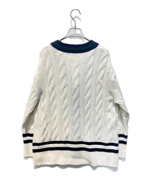 ARPEGE STORY（アルページュストーリー）Arpege story (アルページュストーリー) 配色ラインケーブルカーデ ホワイト サイズ:Mの古着・服飾アイテム