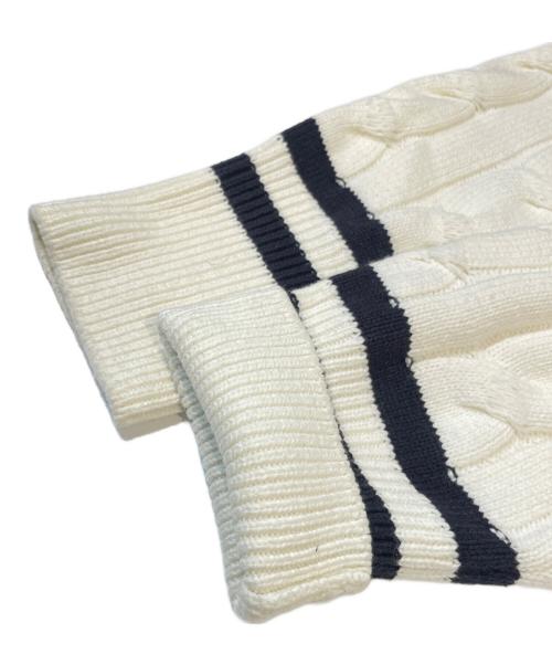 ARPEGE STORY（アルページュストーリー）Arpege story (アルページュストーリー) 配色ラインケーブルカーデ ホワイト サイズ:Mの古着・服飾アイテム