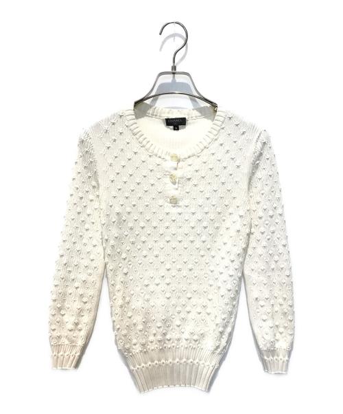 CHANEL（シャネル）CHANEL (シャネル) ココマークボタンコットンシルクニット　P58469K07659 ホワイト サイズ:36の古着・服飾アイテム