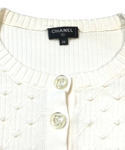 CHANEL（シャネル）CHANEL (シャネル) ココマークボタンコットンシルクニット　P58469K07659 ホワイト サイズ:36の古着・服飾アイテム