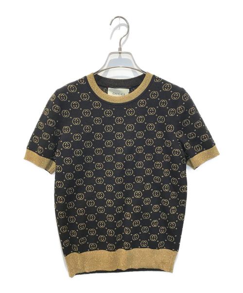 GUCCI（グッチ）GUCCI (グッチ) GGラメ半袖ニット　554995 ブラック サイズ:Sの古着・服飾アイテム