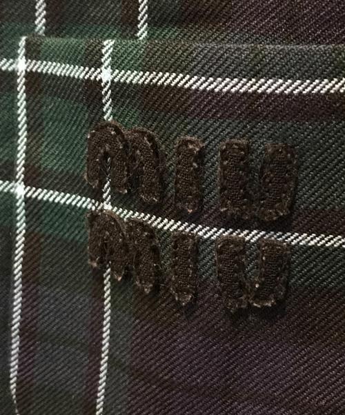 MIU MIU（ミュウミュウ）MIU MIU (ミュウミュウ) タータンチェックミニドレス　MF4613 グリーン サイズ:40の古着・服飾アイテム