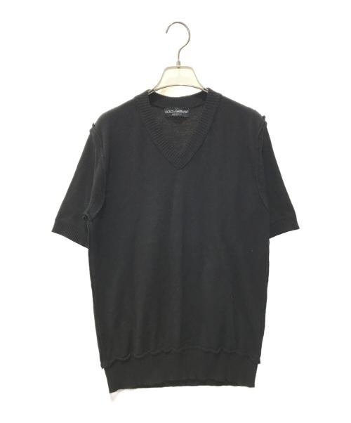 DOLCE & GABBANA（ドルチェ＆ガッバーナ）DOLCE & GABBANA (ドルチェ＆ガッバーナ) インサイドアウトVネックニット ブラック サイズ:Lの古着・服飾アイテム