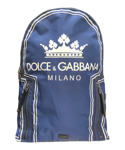 DOLCE & GABBANA（ドルチェ＆ガッバーナ）DOLCE & GABBANA (ドルチェ＆ガッバーナ) クラウンロゴリュック ブルーの古着・服飾アイテム
