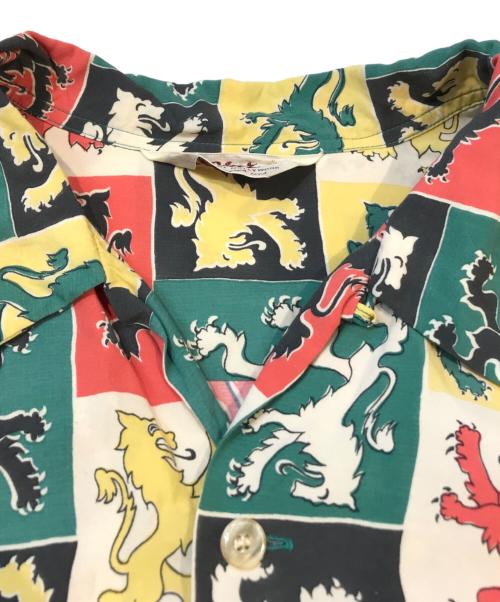 Star OF HOLLYWOOD（スターオブハリウッド）STAR OF HOLLYWOOD (スターオブハリウッド) HIGH DENSITY RAYON OPEN SHIRT “LION RAMPANT” グリーン サイズ:XLの古着・服飾アイテム