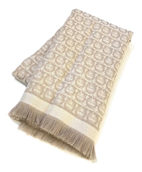 Salvatore Ferragamo（サルヴァトーレ フェラガモ）Salvatore Ferragamo (サルヴァトーレ フェラガモ) ガンチーニ柄ウールストール ベージュの古着・服飾アイテム