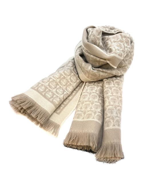 Salvatore Ferragamo（サルヴァトーレ フェラガモ）Salvatore Ferragamo (サルヴァトーレ フェラガモ) ガンチーニ柄ウールストール ベージュの古着・服飾アイテム