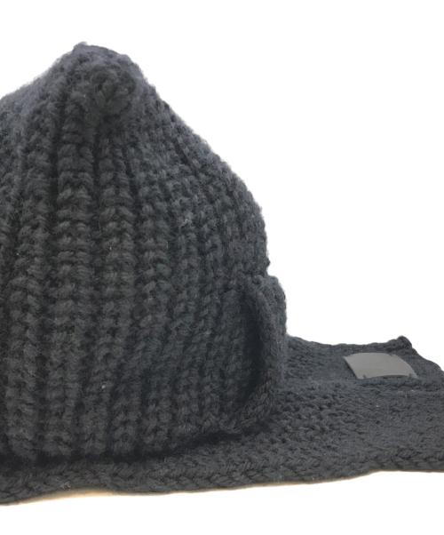 Vivienne Westwood（ヴィヴィアンウエストウッド）Vivienne Westwood (ヴィヴィアンウエストウッド) キャットイヤーフラップニットキャップ ブラックの古着・服飾アイテム