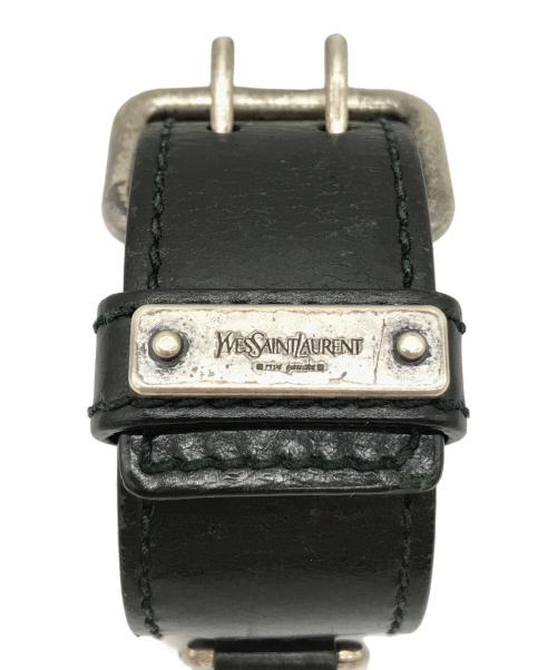 Yves Saint Laurent（イヴサンローラン）Yves Saint Laurent (イヴサンローラン) レザーブレスレット ブラックの古着・服飾アイテム