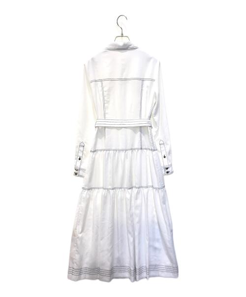 Diagram（ダイアグラム）Diagram (ダイアグラム) 配色ステッチシャツワンピース金釦 ベルト ホワイト サイズ:38の古着・服飾アイテム