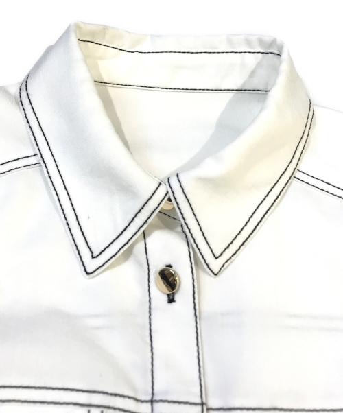 Diagram（ダイアグラム）Diagram (ダイアグラム) 配色ステッチシャツワンピース金釦 ベルト ホワイト サイズ:38の古着・服飾アイテム