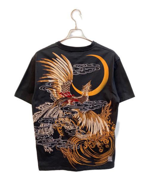 絡繰魂（カラクリタマシイ）絡繰魂 (カラクリタマシイ) 刺繍Tシャツ　202084 ブラック サイズ:XLの古着・服飾アイテム