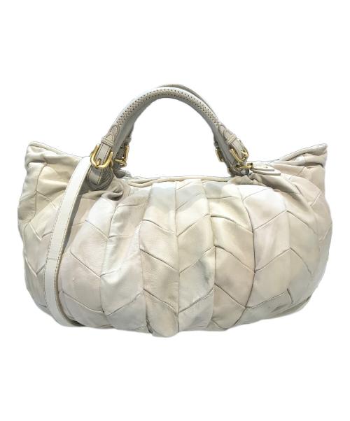 MIU MIU（ミュウミュウ）MIU MIU (ミュウミュウ) レザーバッグ ベージュの古着・服飾アイテム