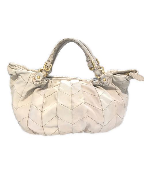 MIU MIU（ミュウミュウ）MIU MIU (ミュウミュウ) レザーバッグ ベージュの古着・服飾アイテム