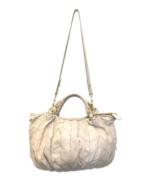 MIU MIU（ミュウミュウ）MIU MIU (ミュウミュウ) レザーバッグ ベージュの古着・服飾アイテム