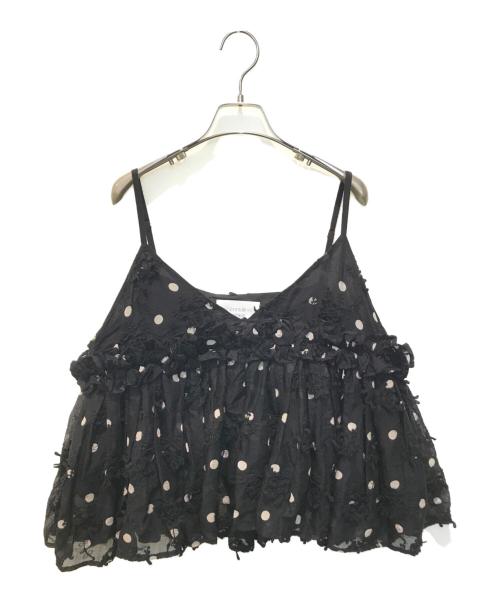 crinkle crinkle crinkle（クリンクル クリンクル クリンクル）crinkle crinkle crinkle (クリンクル クリンクル クリンクル) 3D embroidery dot camisole　CC-2509 ブラック サイズ:F 未使用品の古着・服飾アイテム