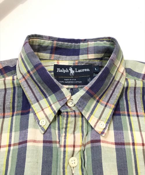 RALPH LAUREN（ラルフローレン）RALPH LAUREN (ラルフローレン) 半袖チェックシャツ ネイビー サイズ:Lの古着・服飾アイテム
