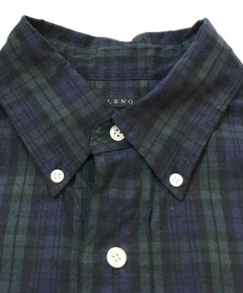 leno（リノ）LENO (リノ) BUTTON DOWN SHIRT　H2302-SH013 ネイビー×グリーンの古着・服飾アイテム