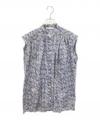 Toujoursトゥジュー）の古着「Pleated Sleeveless Long Shirt」｜ブルー