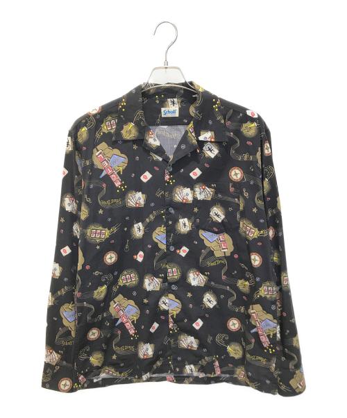 Schott（ショット）Schott (ショット) オープンカラーカジノシャツ　3115078 ブラック サイズ:Mの古着・服飾アイテム