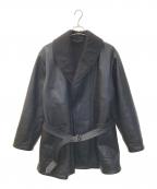 COMOLIコモリ）の古着「LEATHER SHAWL COLLAR COAT」｜ブラック