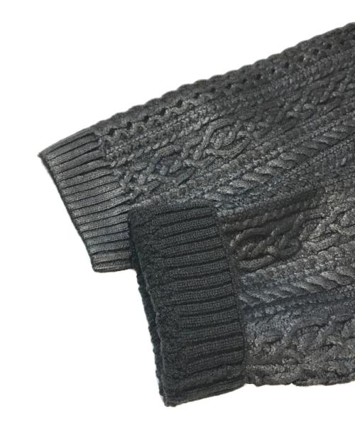 RIELABO（リエラボ）RIELABO (リエラボ) シャイニープリント ケーブルニットカーディガン　4564-6352 ブラック サイズ:46 未使用品の古着・服飾アイテム