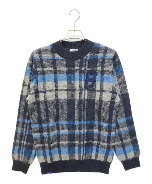 BOB Company（ボブカンパニー）bob company (ボブカンパニー) チェックニット　4564-6052 ブルー サイズ:46 未使用品の古着・服飾アイテム