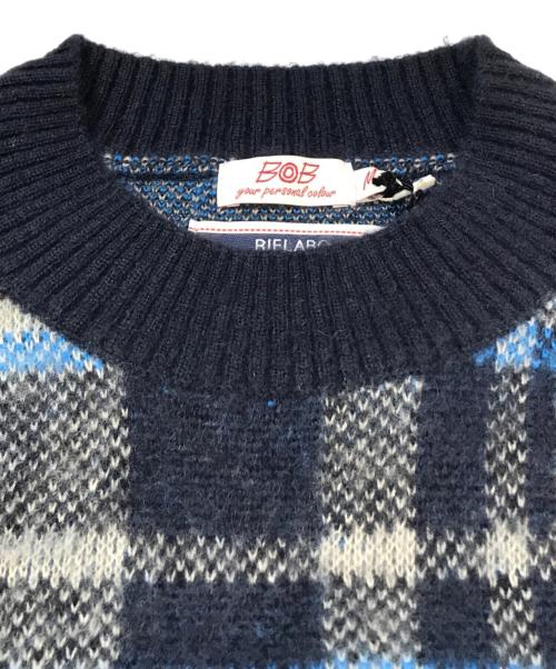 BOB Company（ボブカンパニー）bob company (ボブカンパニー) チェックニット　4564-6052 ブルー サイズ:46 未使用品の古着・服飾アイテム