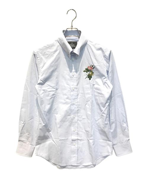 Vivienne Westwood man（ヴィヴィアン ウェストウッド マン）Vivienne Westwood man (ヴィヴィアン ウェストウッド マン) REDOUTE ROSE ピンホールカラーシャツ　149040 スカイブルー サイズ:46の古着・服飾アイテム