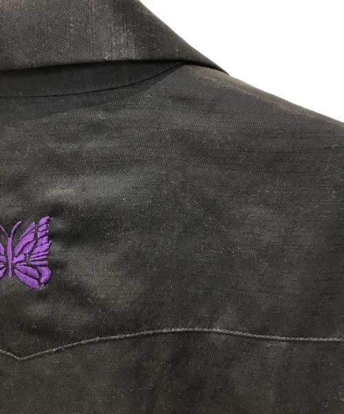 Needles（ニードルズ）Needles (ニードルズ) MEN S/S Cowboy One-Up Shirt - Poly Slub Sateen　MR254 ブラック サイズ:Lの古着・服飾アイテム
