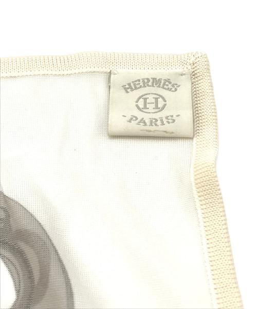 HERMES（エルメス）HERMES (エルメス) カレ90 MORS GOURMETTES シルクジャージ ホワイトの古着・服飾アイテム