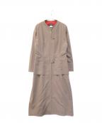 HIROKO KOSHINOヒロコ コシノ）の古着「ノーカラロングコート RREXX-53200」｜ベージュ