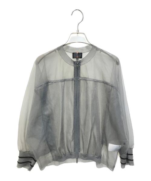 HIROKO KOSHINO TRUNK（ヒロココシノ トランク）HIROKO KOSHINO TRUNK (ヒロココシノ トランク) シアーニットジップブルゾン グレー サイズ:38の古着・服飾アイテム
