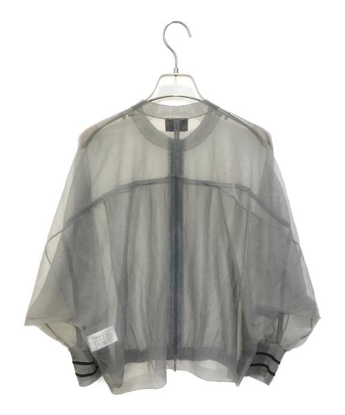 HIROKO KOSHINO TRUNK（ヒロココシノ トランク）HIROKO KOSHINO TRUNK (ヒロココシノ トランク) シアーニットジップブルゾン グレー サイズ:38の古着・服飾アイテム