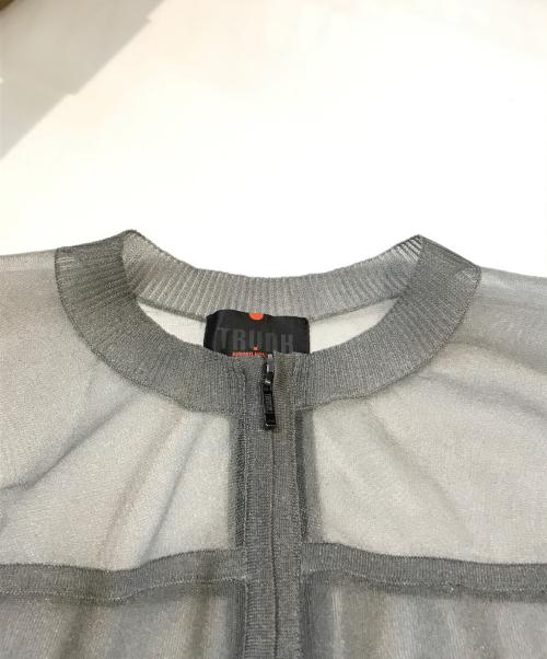 HIROKO KOSHINO TRUNK（ヒロココシノ トランク）HIROKO KOSHINO TRUNK (ヒロココシノ トランク) シアーニットジップブルゾン グレー サイズ:38の古着・服飾アイテム