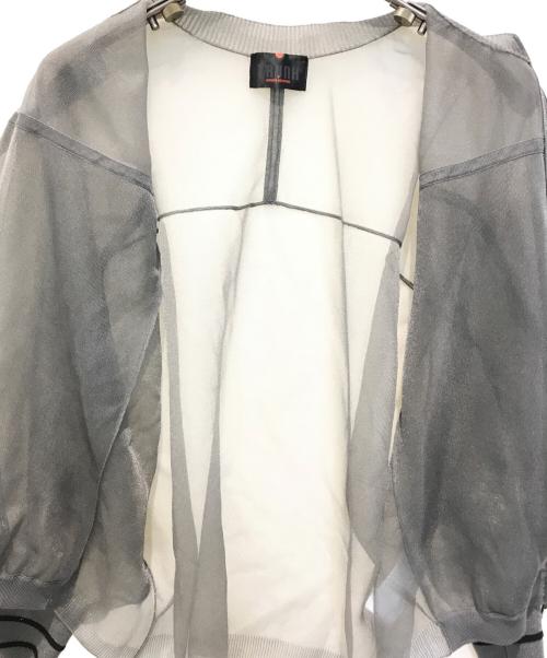 HIROKO KOSHINO TRUNK（ヒロココシノ トランク）HIROKO KOSHINO TRUNK (ヒロココシノ トランク) シアーニットジップブルゾン グレー サイズ:38の古着・服飾アイテム