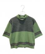 HIROKO KOSHINO TRUNKヒロココシノ トランク）の古着「ジャカードボーダーショート丈プルオーバー　RSKJX-21330」｜グリーン