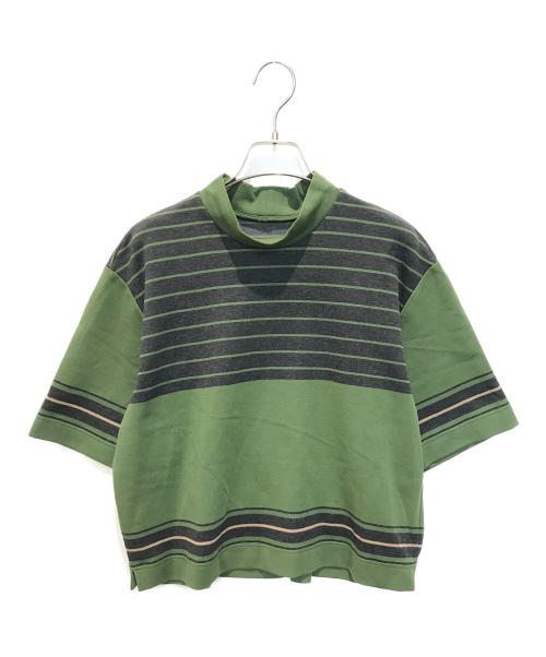 HIROKO KOSHINO TRUNK（ヒロココシノ トランク）HIROKO KOSHINO TRUNK (ヒロココシノ トランク) ジャカードボーダーショート丈プルオーバー　RSKJX-21330 グリーン サイズ:38の古着・服飾アイテム