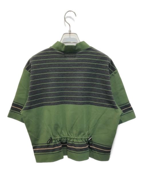 HIROKO KOSHINO TRUNK（ヒロココシノ トランク）HIROKO KOSHINO TRUNK (ヒロココシノ トランク) ジャカードボーダーショート丈プルオーバー　RSKJX-21330 グリーン サイズ:38の古着・服飾アイテム