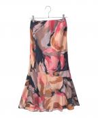 Nobleノーブル）の古着「アートプリントサテンマーメイドスカート　22060240511020」｜ピンク