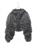 AULAオーラ）の古着「シアーギャザーショートブルゾン　3241-02038」｜ブラック