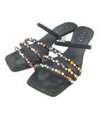 MARNIマルニ）の古着「Melrose crystal-embellished satin mules」｜ブラック