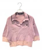 FRED PERRYフレッドペリー）の古着「SHEER TRIM KNITTED SHIRT　K7138/S5/00170/419」｜ピンク
