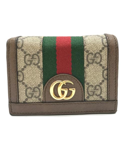 GUCCI（グッチ）GUCCI (グッチ) 2つ折り財布　523155　オフディア ブラウンの古着・服飾アイテム
