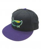 New Era×GENUINE MERCHANDISEニューエラ×ジェニュイン マーチャンダイズ）の古着「キャップ」｜ブラック×パープル