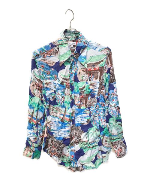 PAUL SMITH（ポールスミス）PAUL SMITH (ポールスミス) 総柄レーヨンシャツ ブルー×グリーン サイズ:Mの古着・服飾アイテム