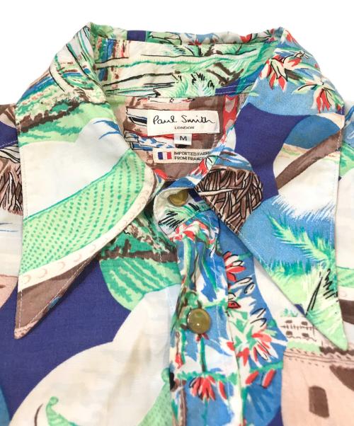 PAUL SMITH（ポールスミス）PAUL SMITH (ポールスミス) 総柄レーヨンシャツ ブルー×グリーン サイズ:Mの古着・服飾アイテム